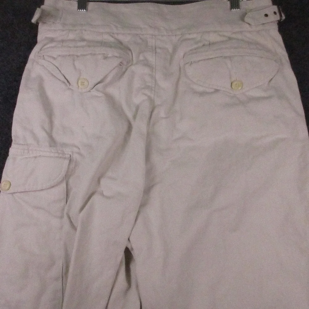 Y2K Banana Republic Cargo Pants Womens 14 Beige Linen Cotton Straight Leg Casual
